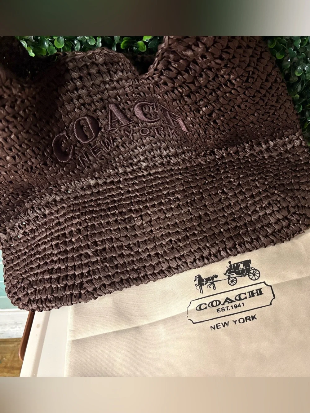 Coach New York Brown Woven Shoulder Bag